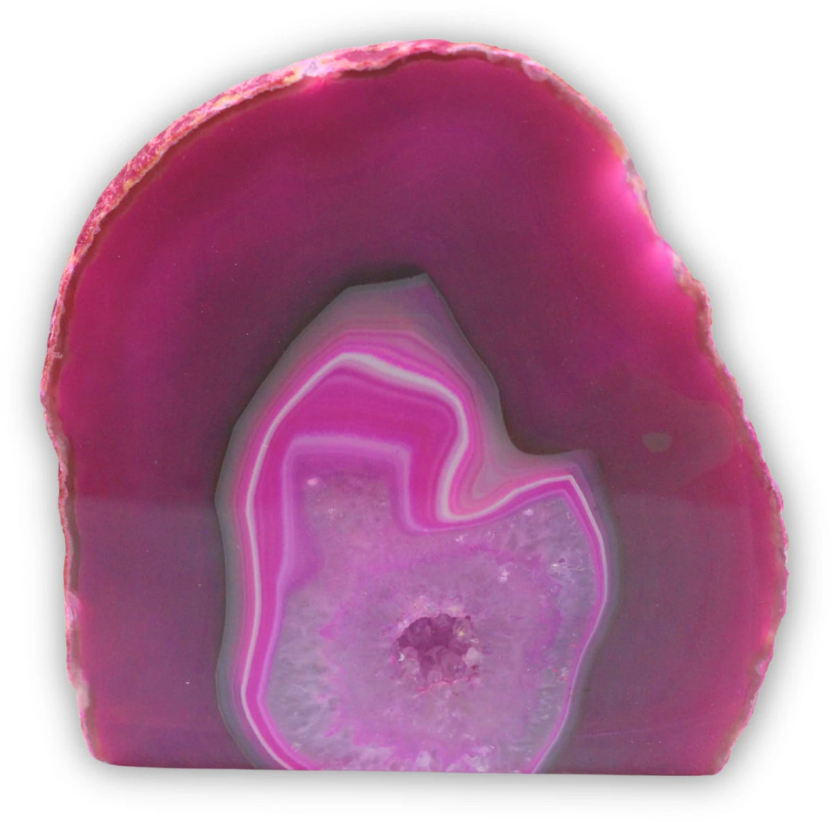 Agat ändstycke, rosa färgad, polerad, nr 18 (640 g)