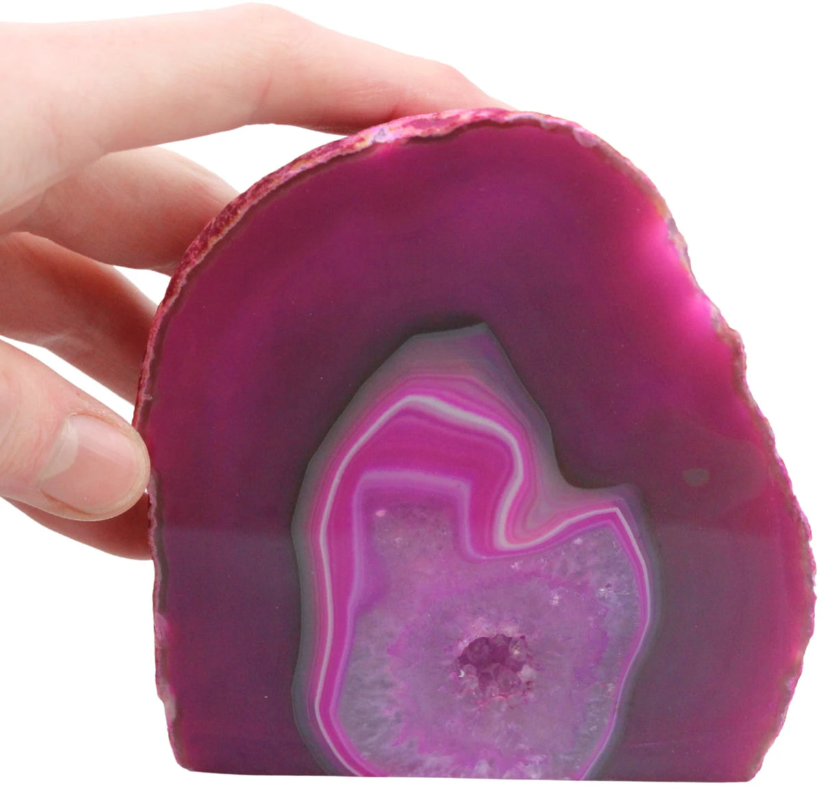 Agat ändstycke, rosa färgad, polerad, nr 18 (640 g)