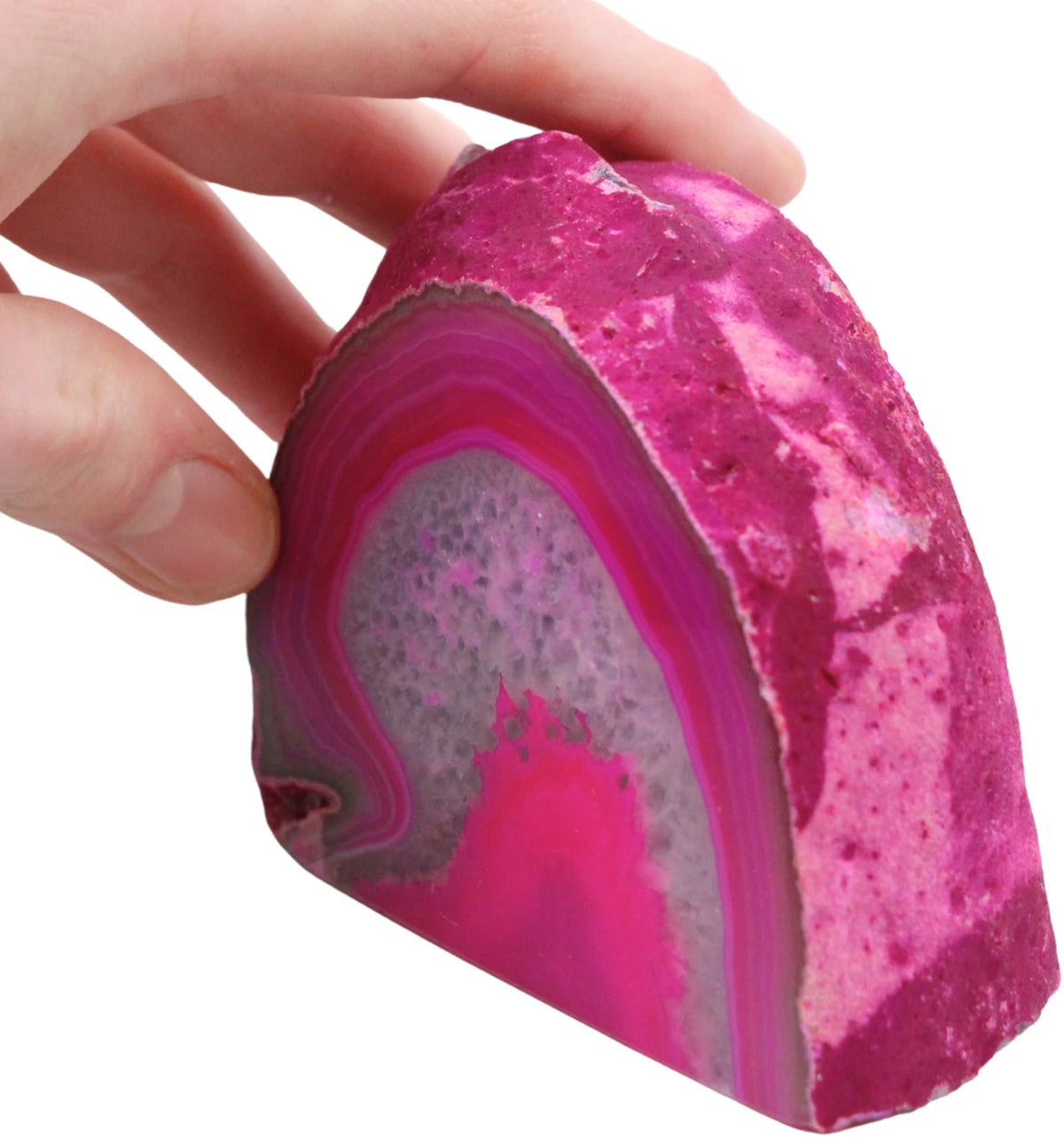Agat ändstycke, rosa färgad, polerad, nr 20 (740 g)
