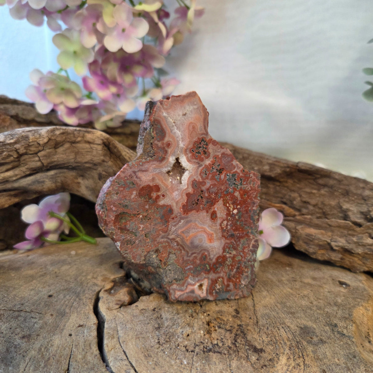 Agat halvpolerad bit, Marocko, ca 10,5 cm, nr 02