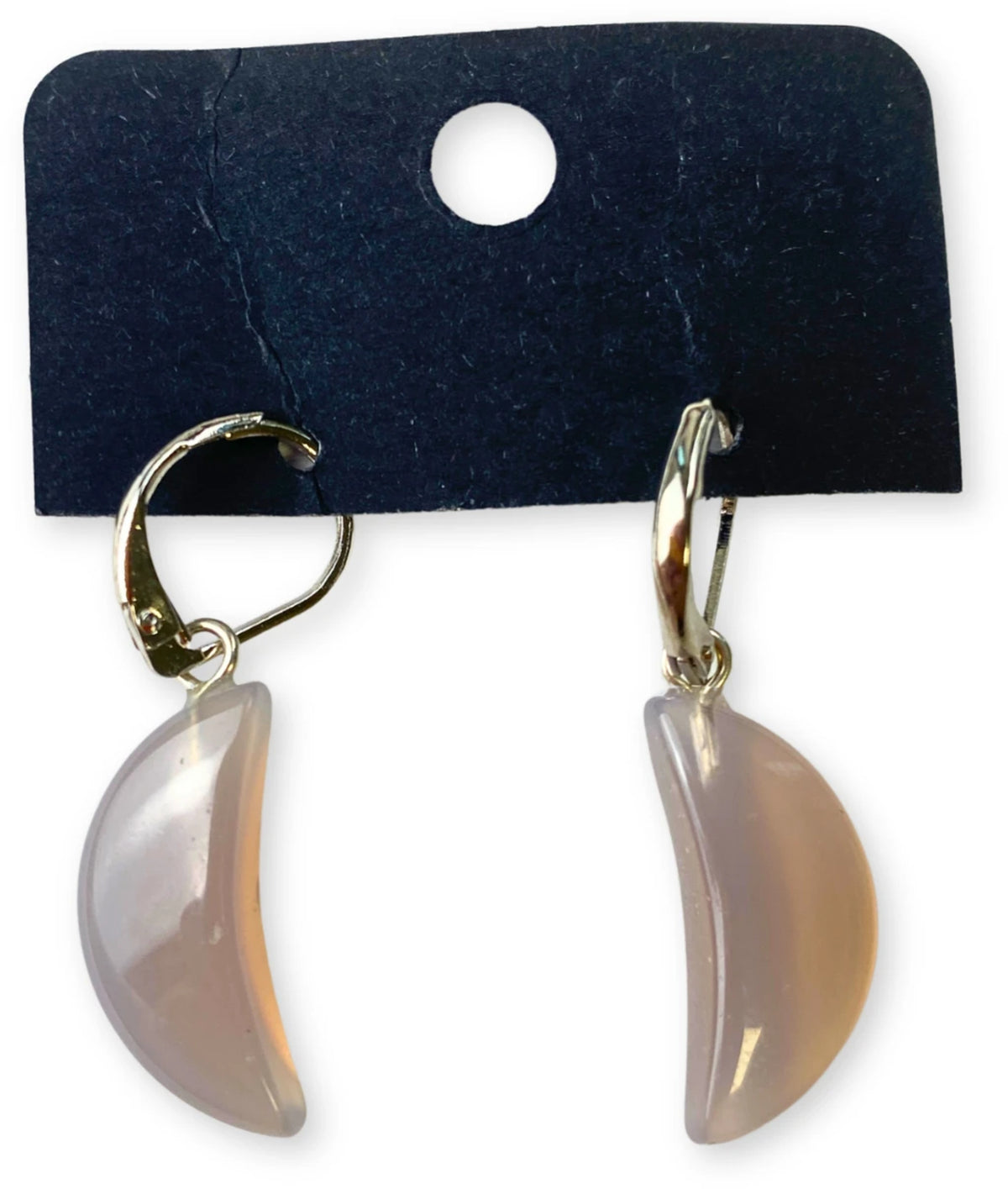 Agat örhängen, månformade, grå, 3,6 cm