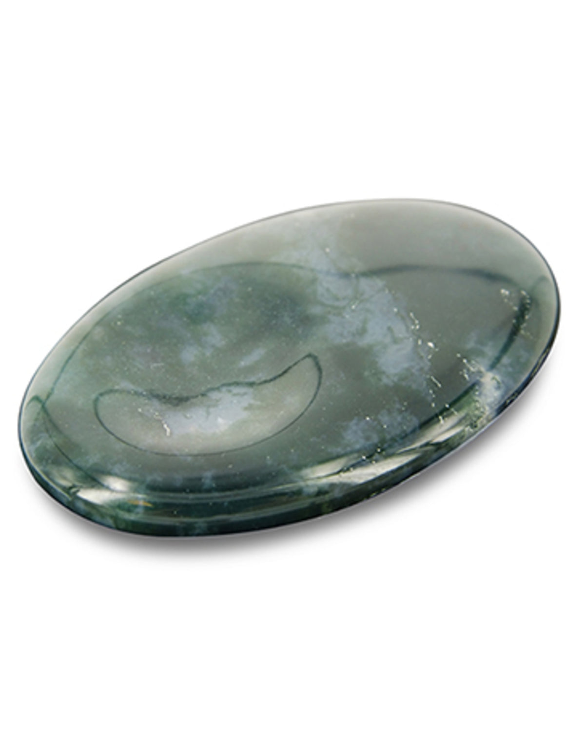 Mossagat tumsten, polerad, 5 till 6 cm
