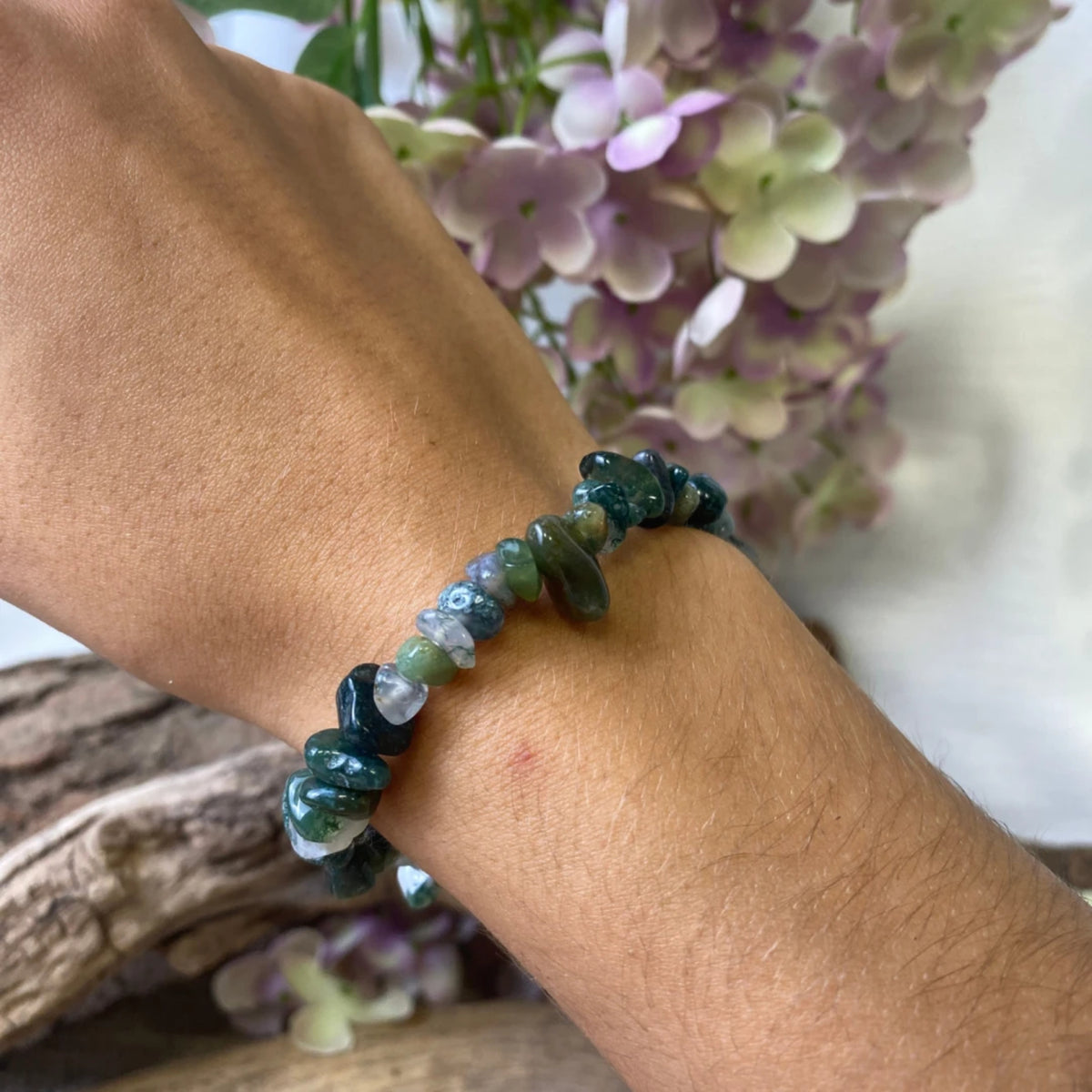 Mossagat armband med splitstenar, 5 till 10 mm