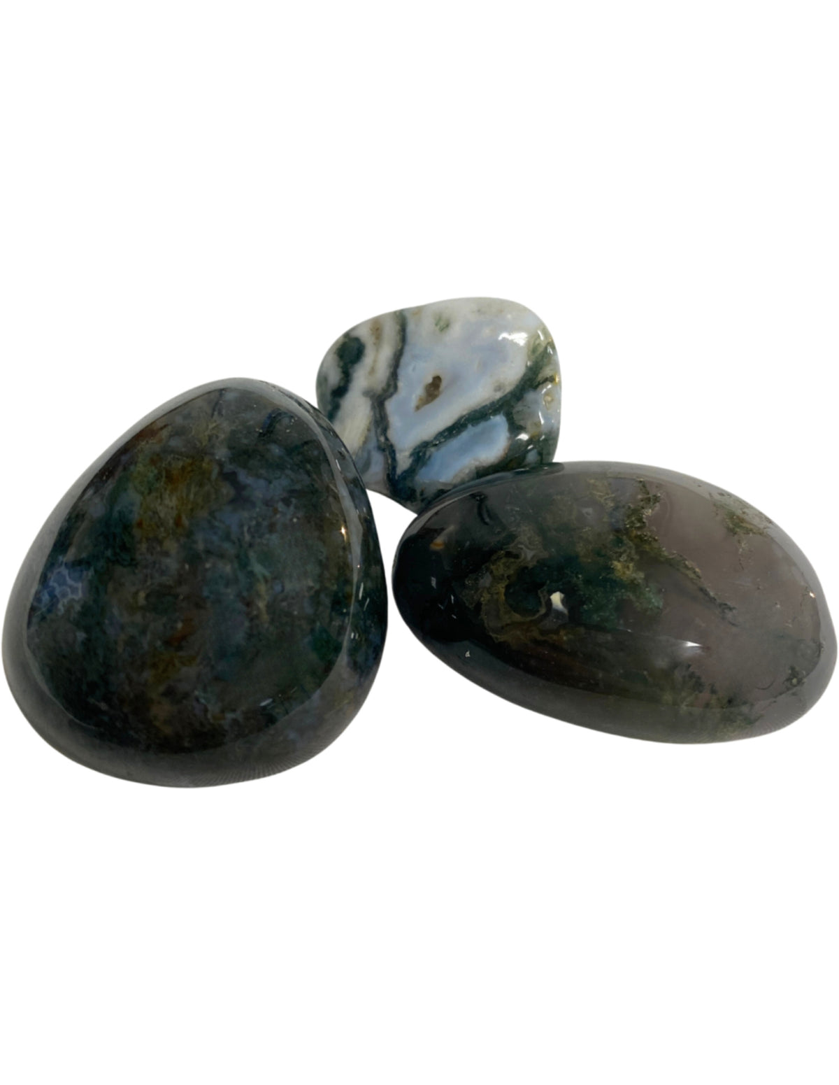 Mossagat trumlade stenar, 100 g, 2 till 4 cm