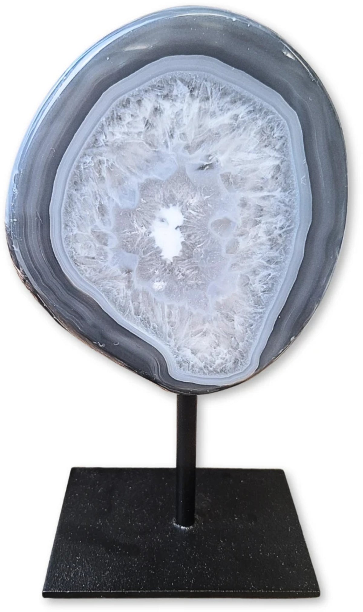 Agat på metallställning, 15 cm, grå till brun, nr 22