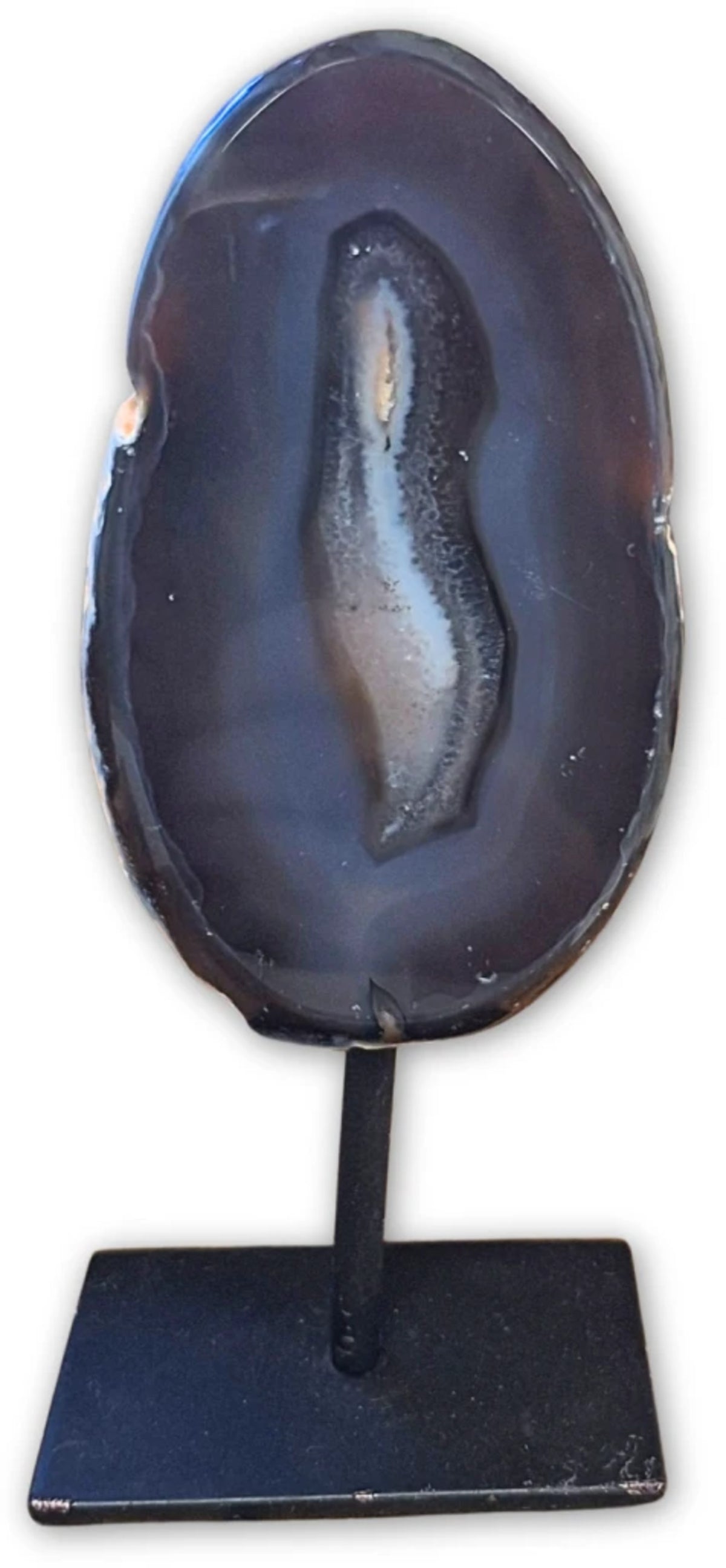 Agat på metallställning, 15,4 cm, grå till blåaktig, nr 24