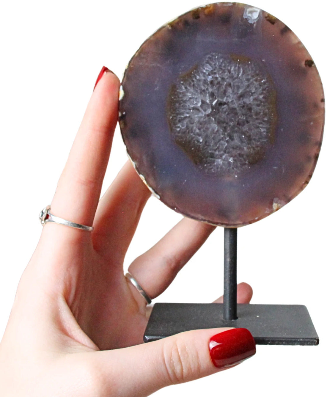 Agat på metallställning, 13,8 cm, 431 g, nr 26