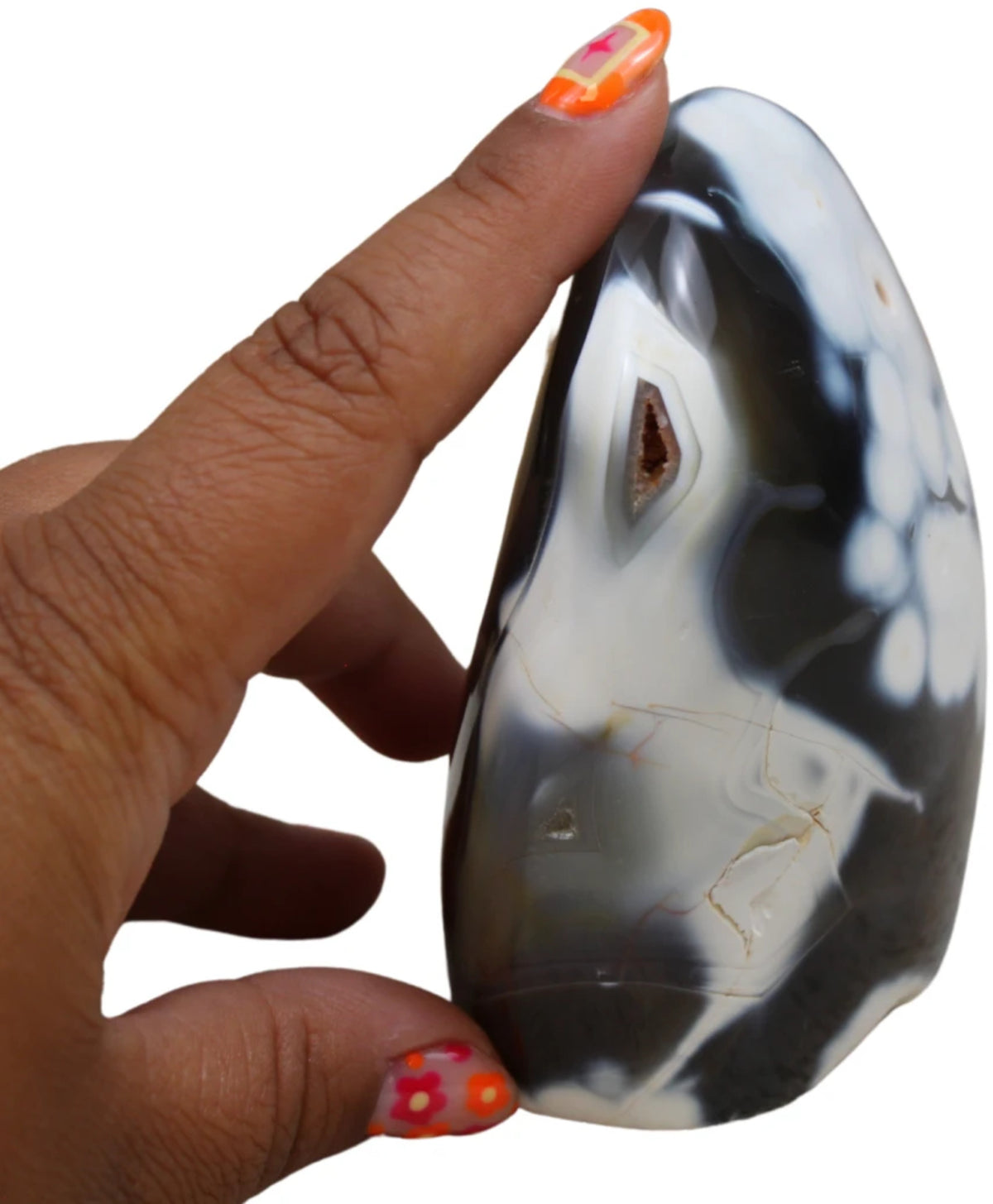 Agat orka skulptur, svartvit, 9,9 x 7,7 x 5,2 cm, nr 11