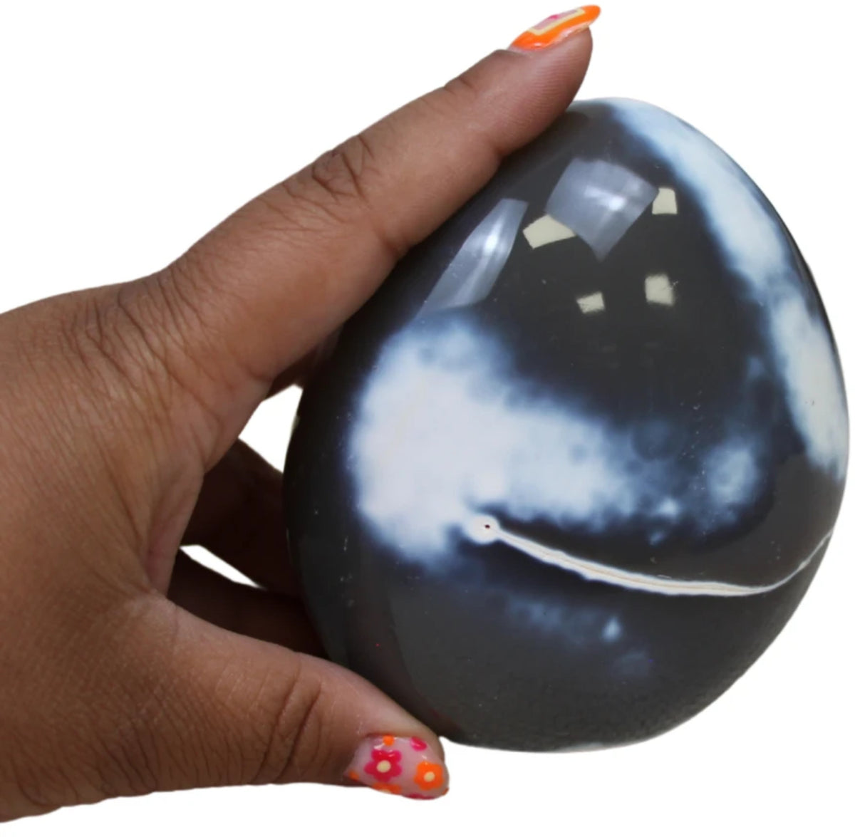 Agat orka skulptur, svart, vit och grå, 10,3 cm, nr 12