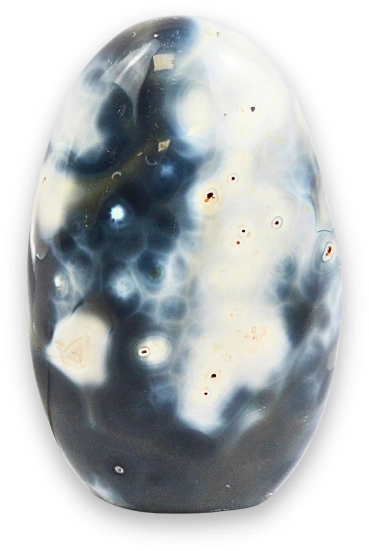 Agat orka skulptur, svart, grå och vit, 10,7 cm, nr 13