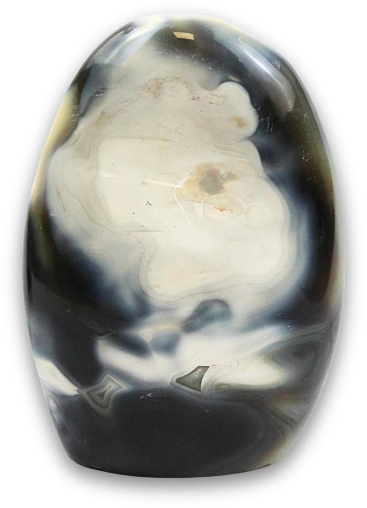 Agat orka skulptur, svart, vit och grå, 11,4 cm, nr 14