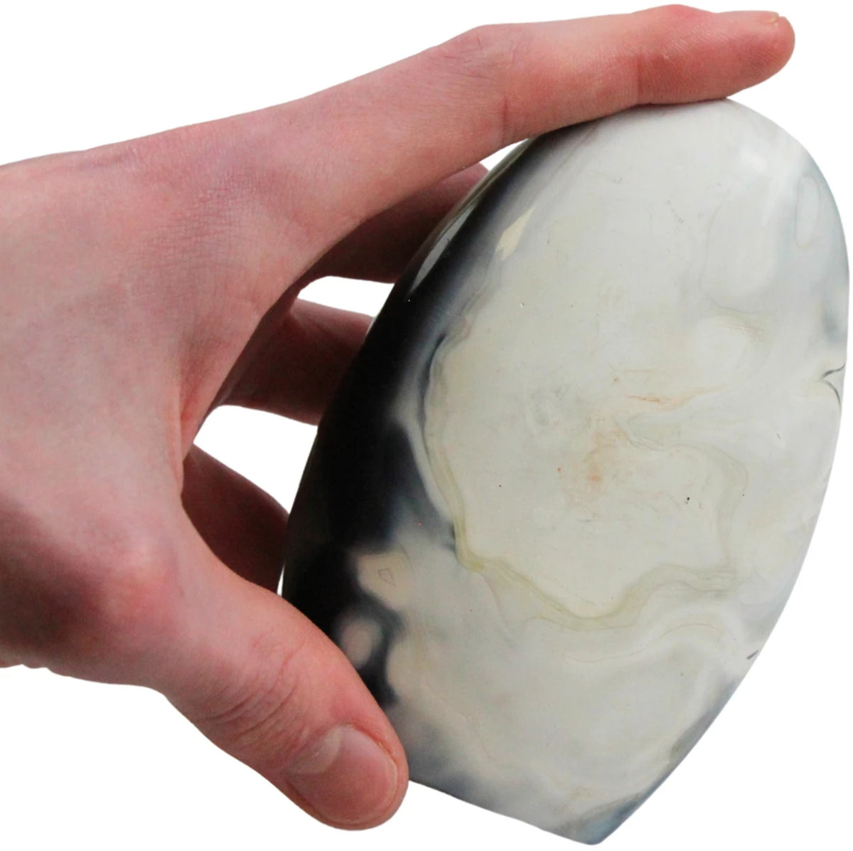 Agat orka skulptur, svart, vit och grå, 11,4 cm, nr 14