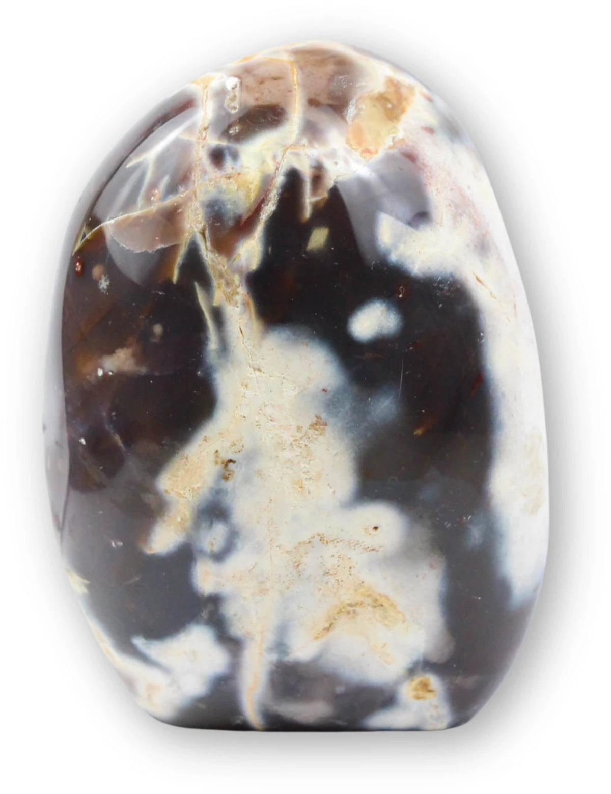 Agat orka skulptur, vit, svart och grå, 10,2 cm, nr 17