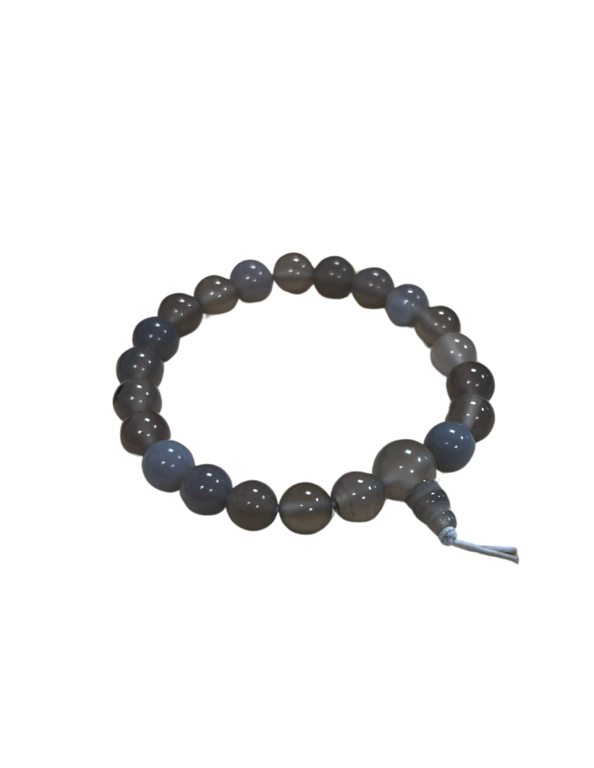 Agat armband på kort, 8 mm pärlor, 18 cm, bandade