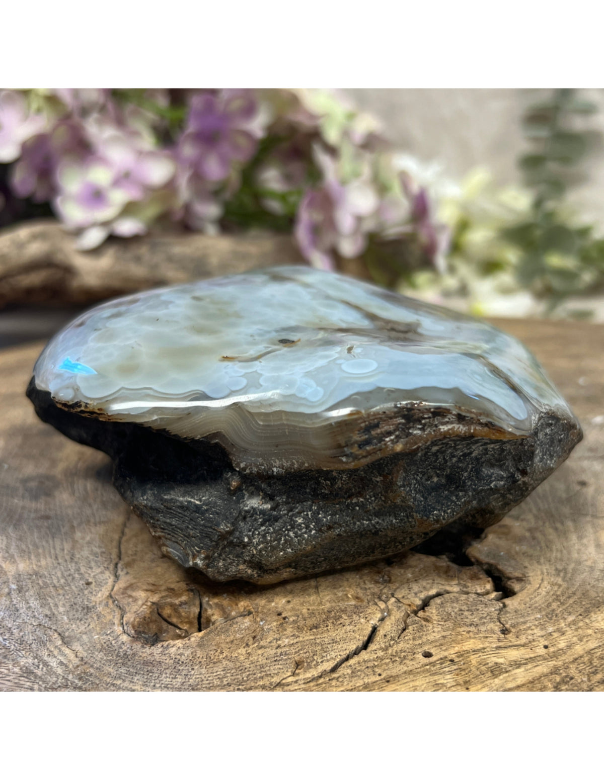 Agat skulptur, delvis polerad, 13 cm, 797 g, nr 02
