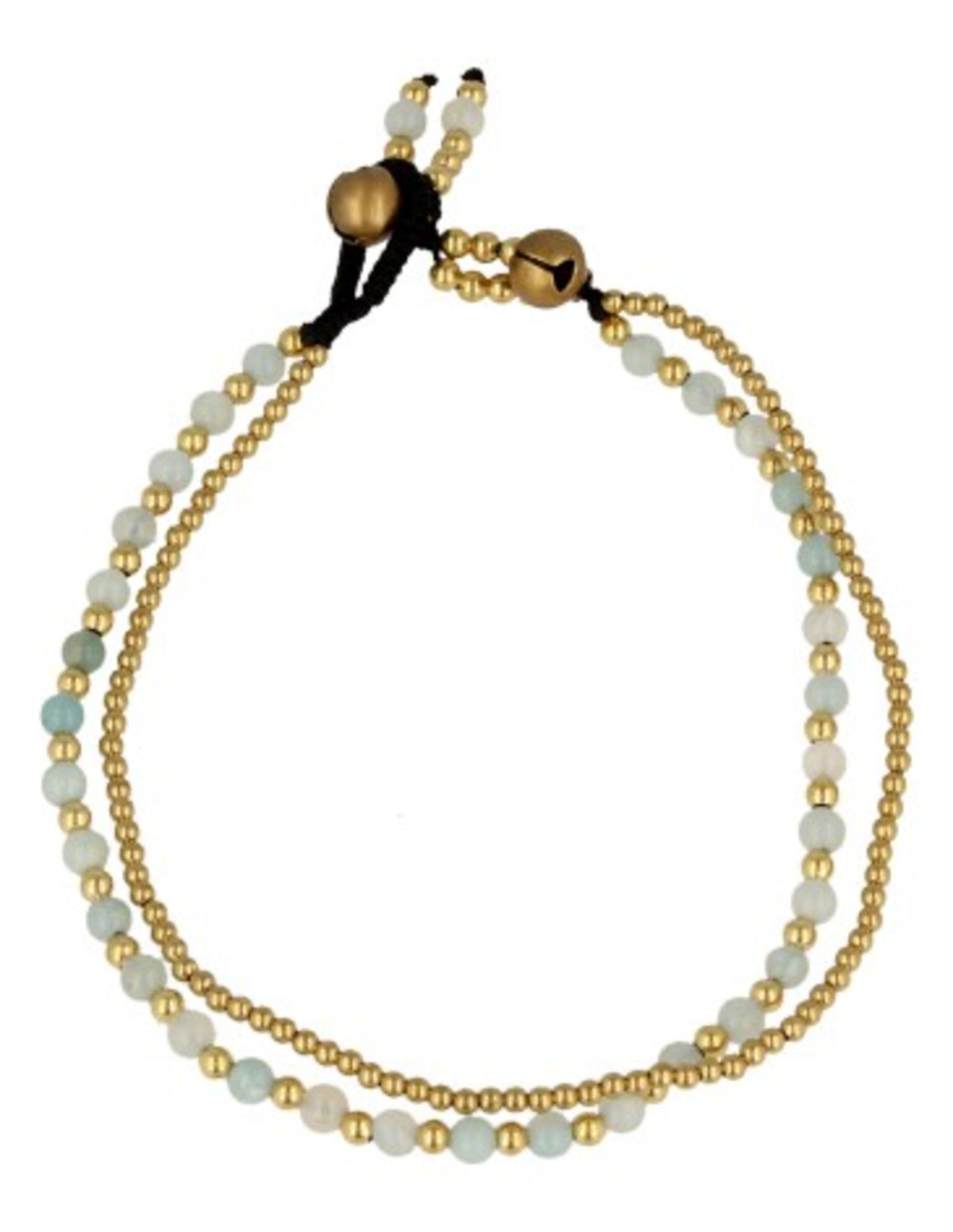 Amazonit fotlänk i gipsy-stil, 4 mm pärlor, ca 24 cm