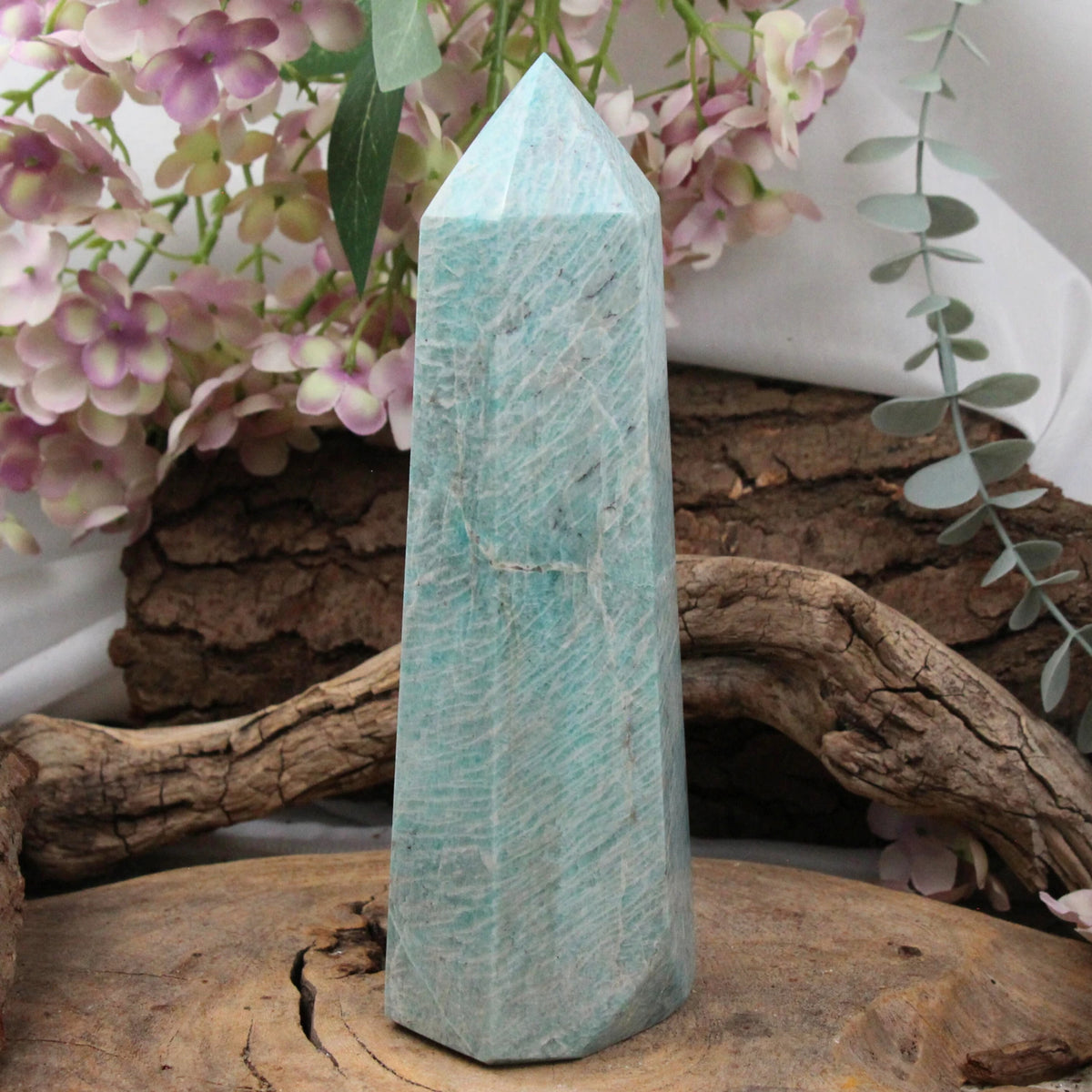 Amazonit obelisk, blågrön, 20 cm, nr 01