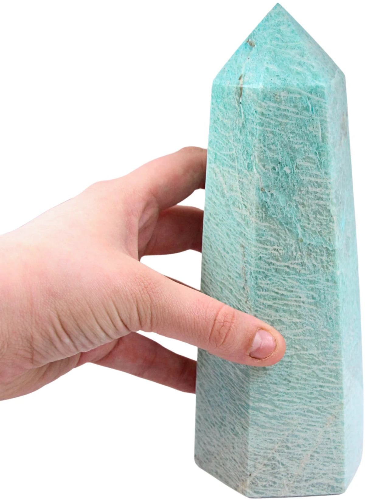 Amazonit obelisk, blågrön, 19,5 cm, nr 02