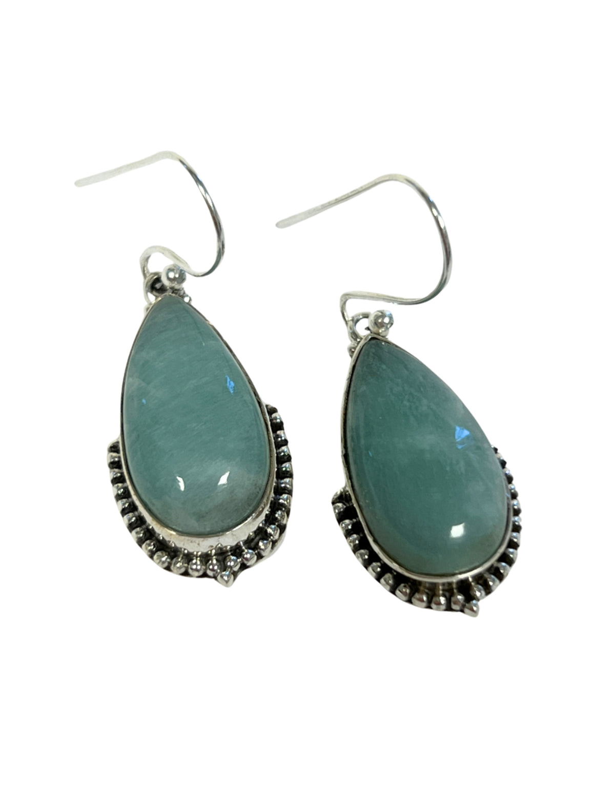 Amazonit örhängen i 925 silver, droppformade, 2,3 cm