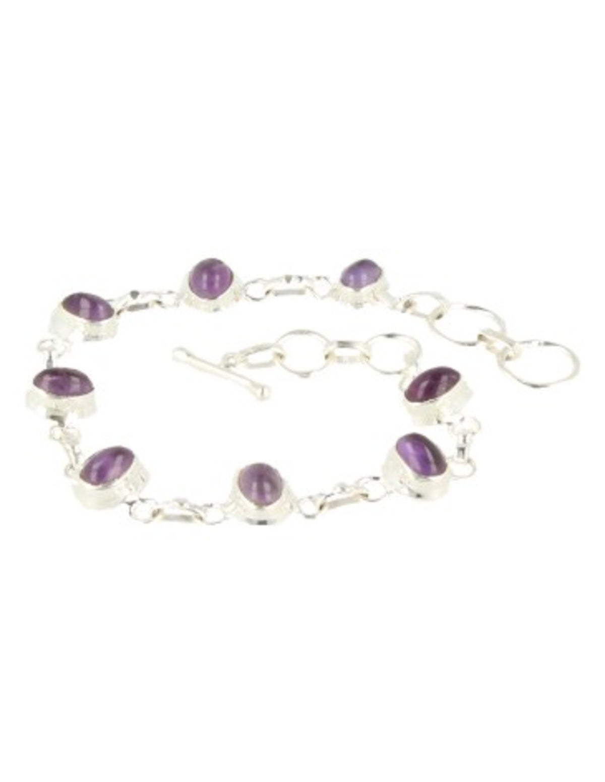 Ametist armband i 925 silver, 8 ovala fasettslipade stenar