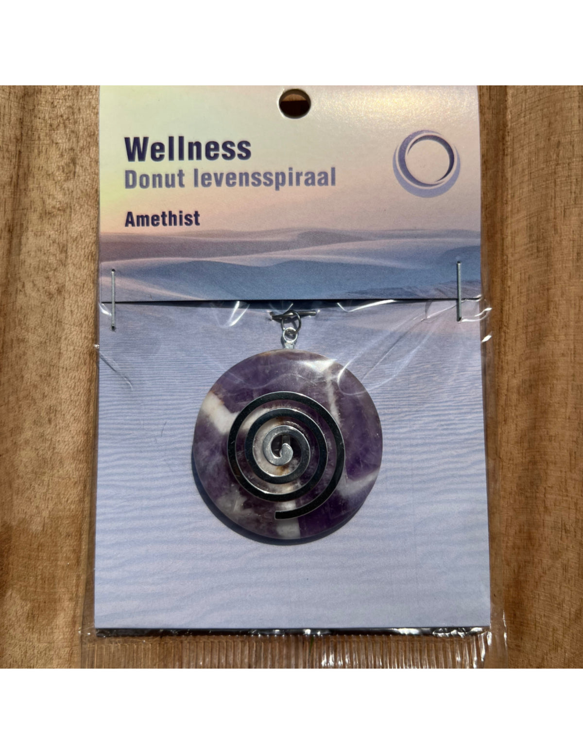 Ametist donut i levensspiral-hänge, 4 cm