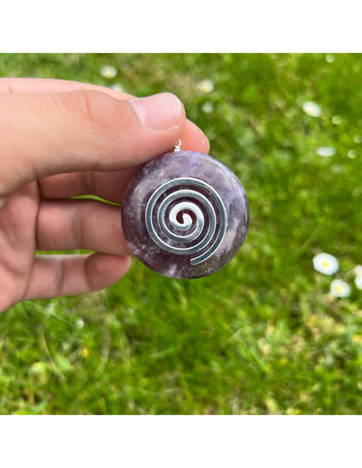 Ametist donut i levensspiral-hänge, 4 cm