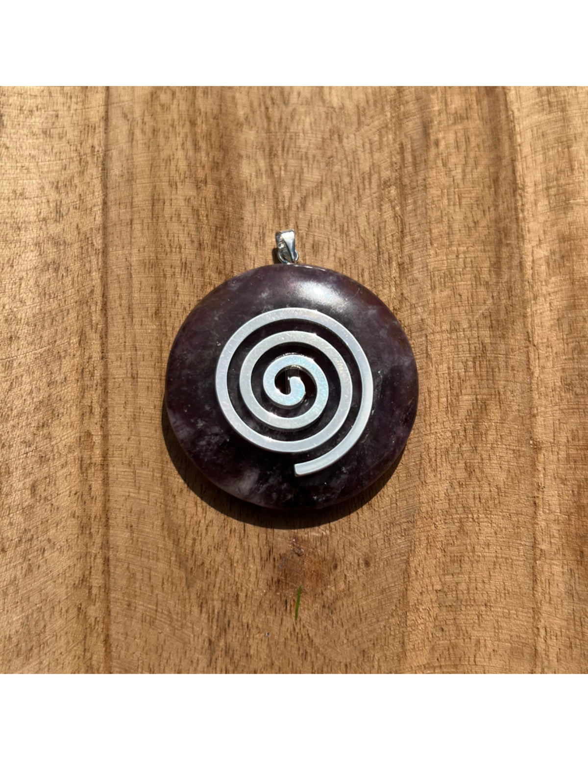 Ametist donut i levensspiral-hänge, 4 cm