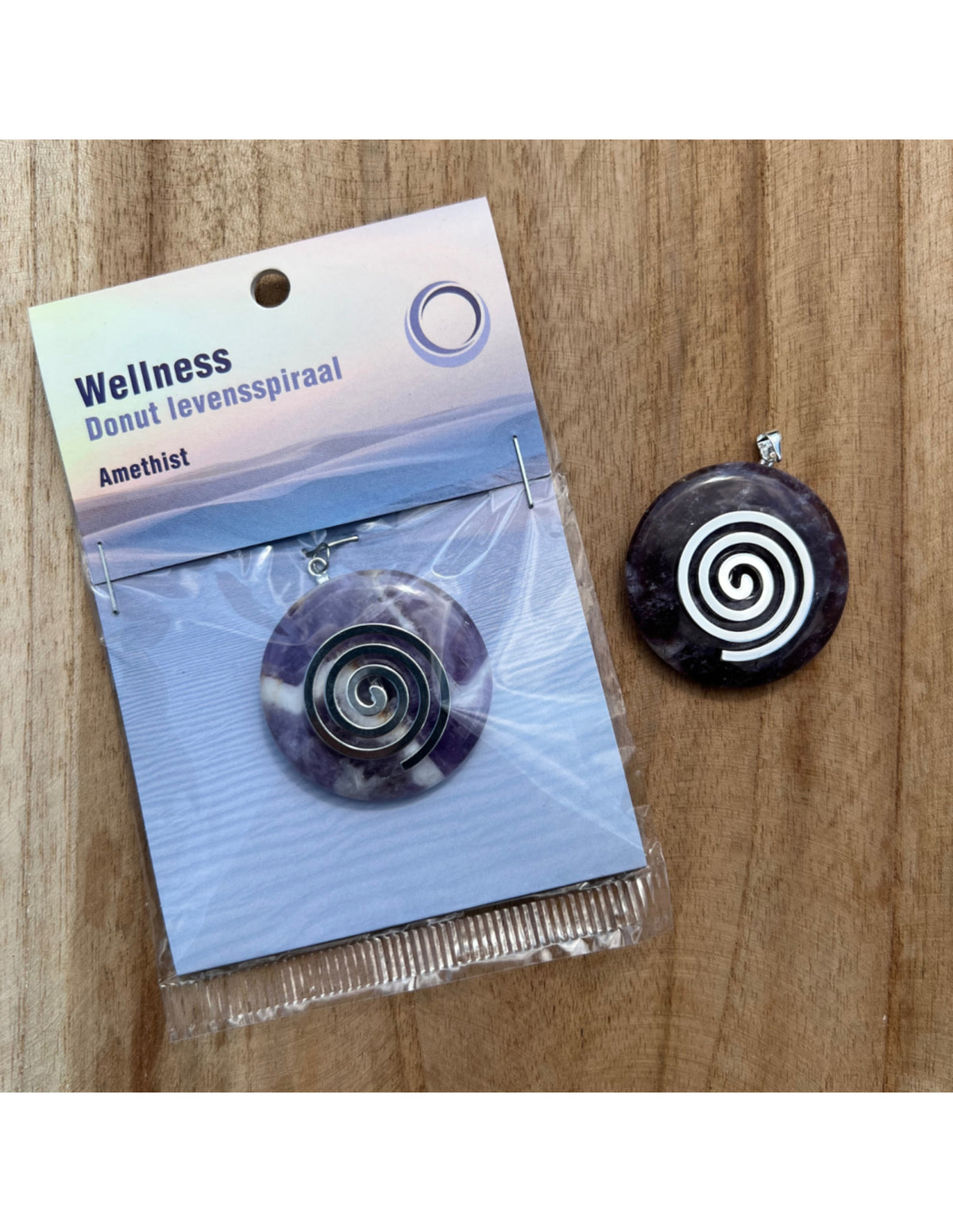 Ametist donut i levensspiral-hänge, 4 cm