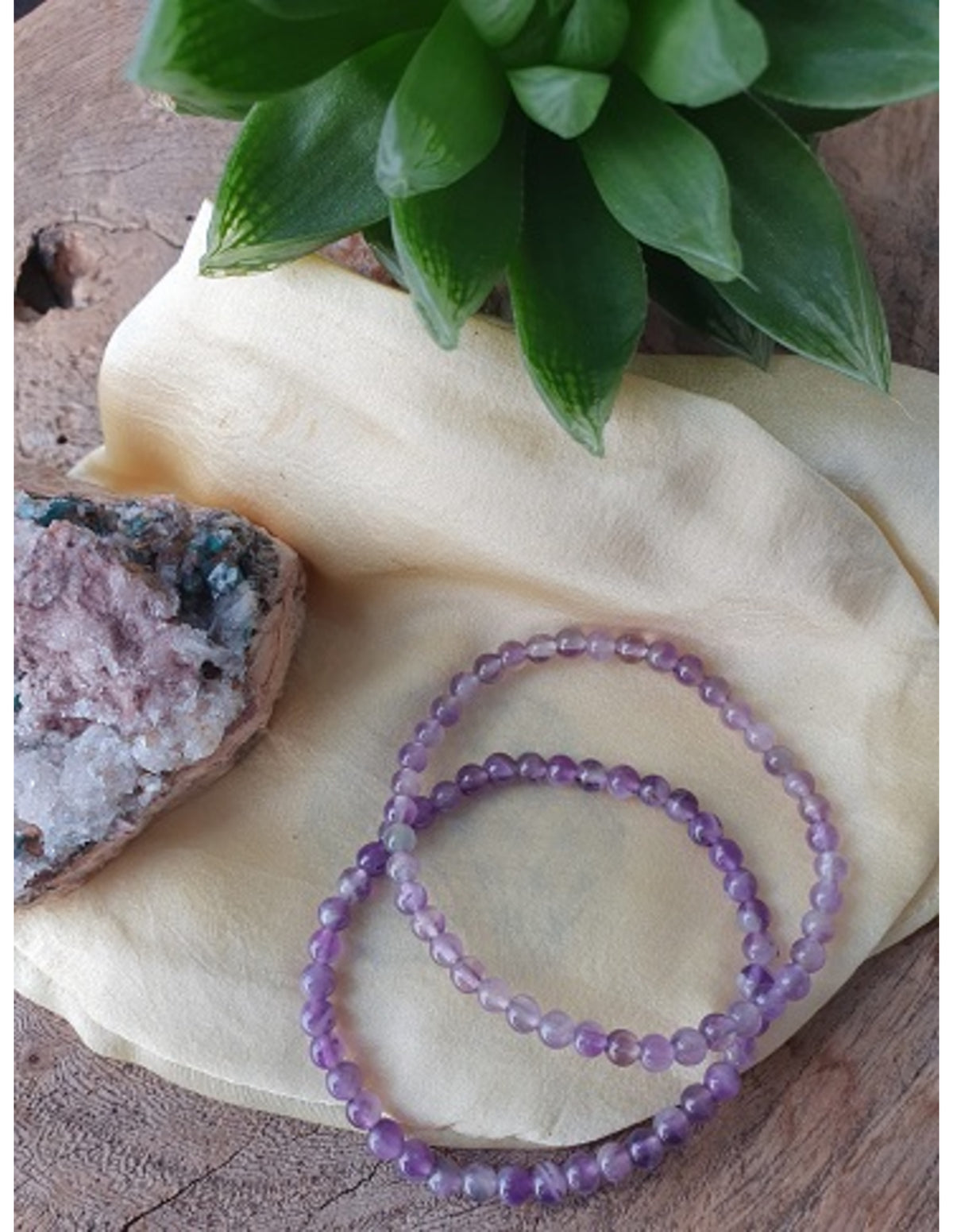 Ametist armband för barn, 4 mm pärlor, 15 cm
