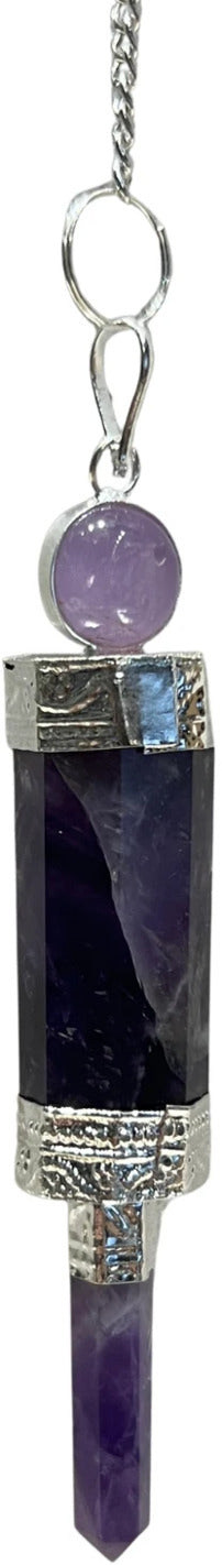 Ametist pendel, luxe, försilvrad, ca 7 cm