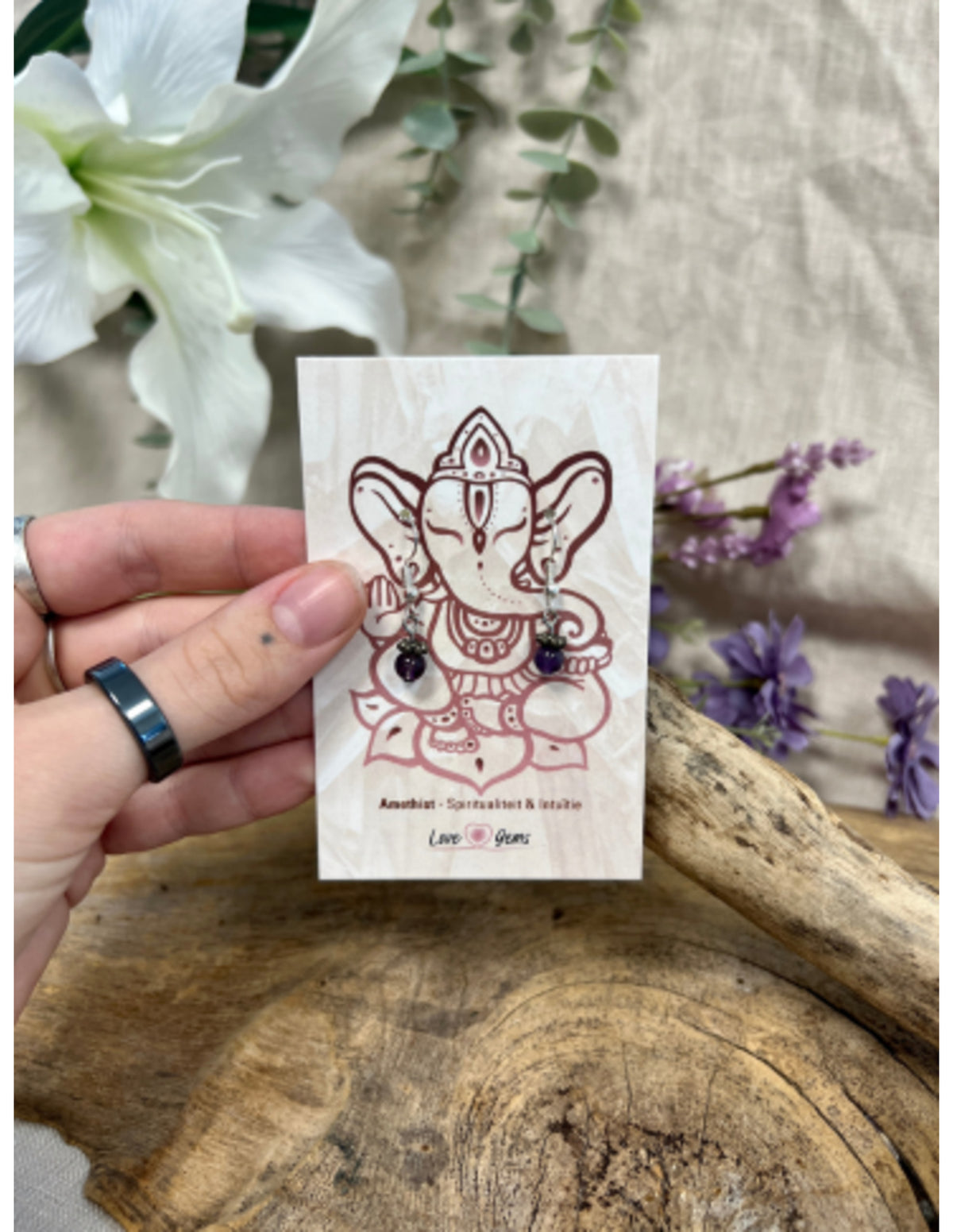 Ametist örhängen, mini kula, 1,7 cm