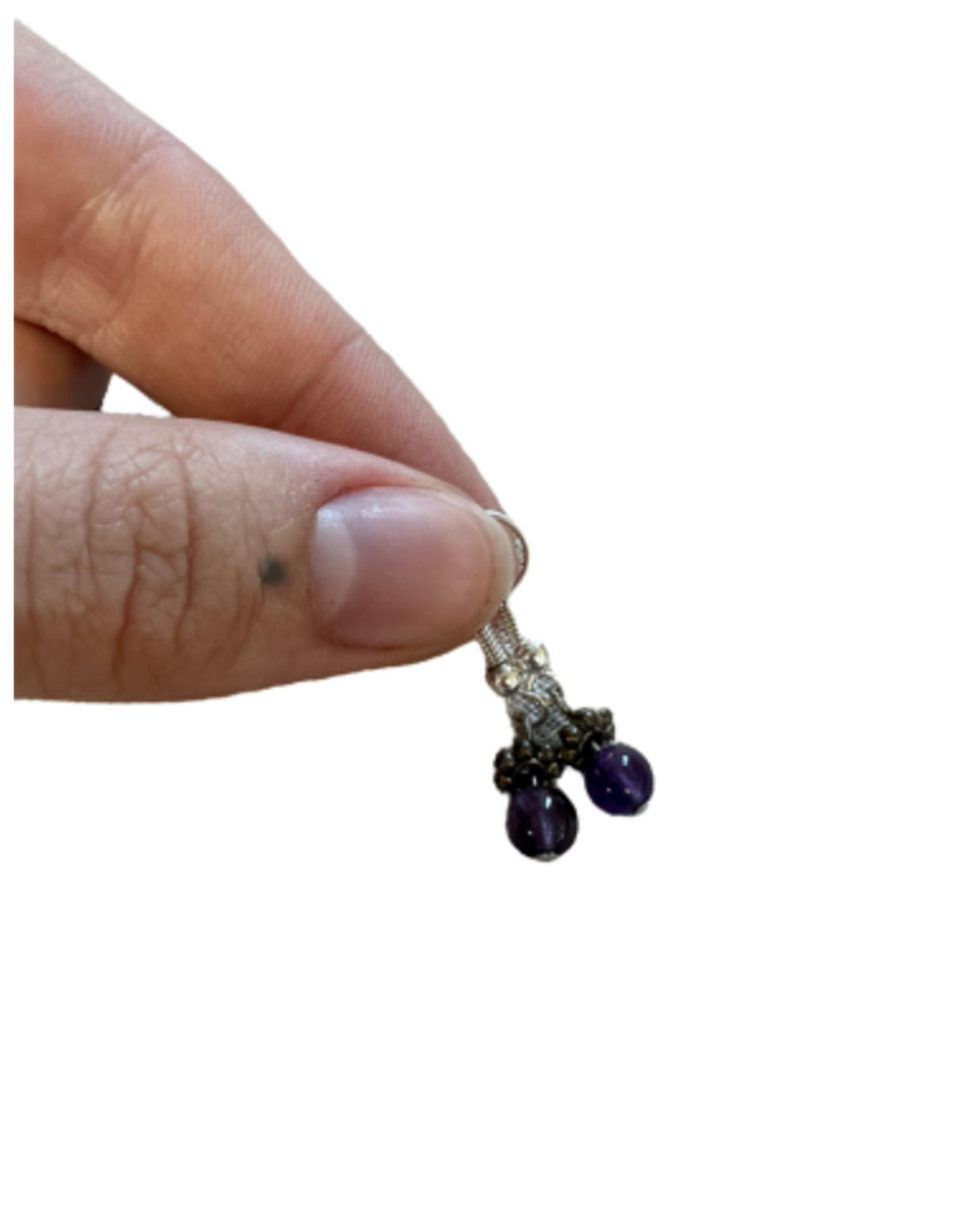 Ametist örhängen, mini kula, 1,7 cm