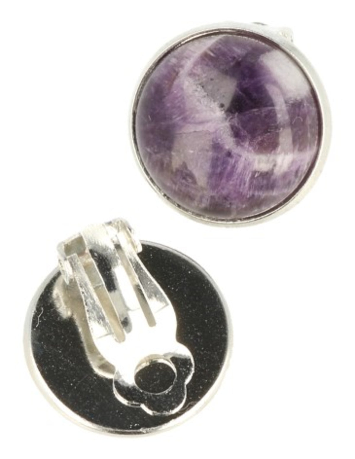 Ametist örclips, silverfärgade, 18 mm