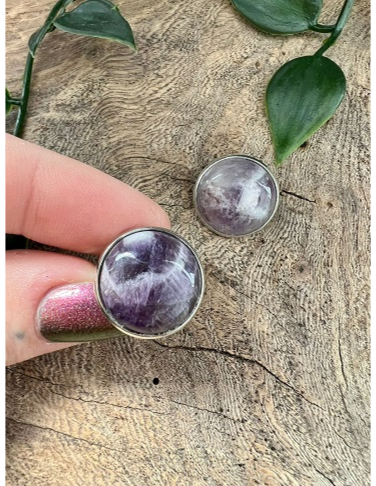 Ametist örclips, silverfärgade, 18 mm