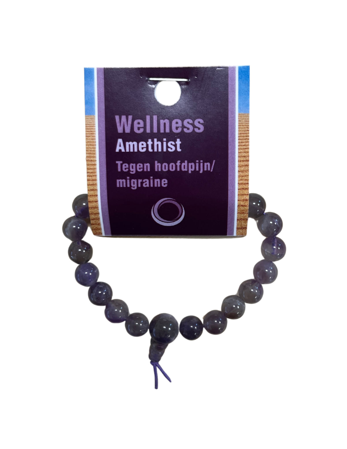 Ametist armband, powerbead, 8 mm pärlor, 18 cm, På kort