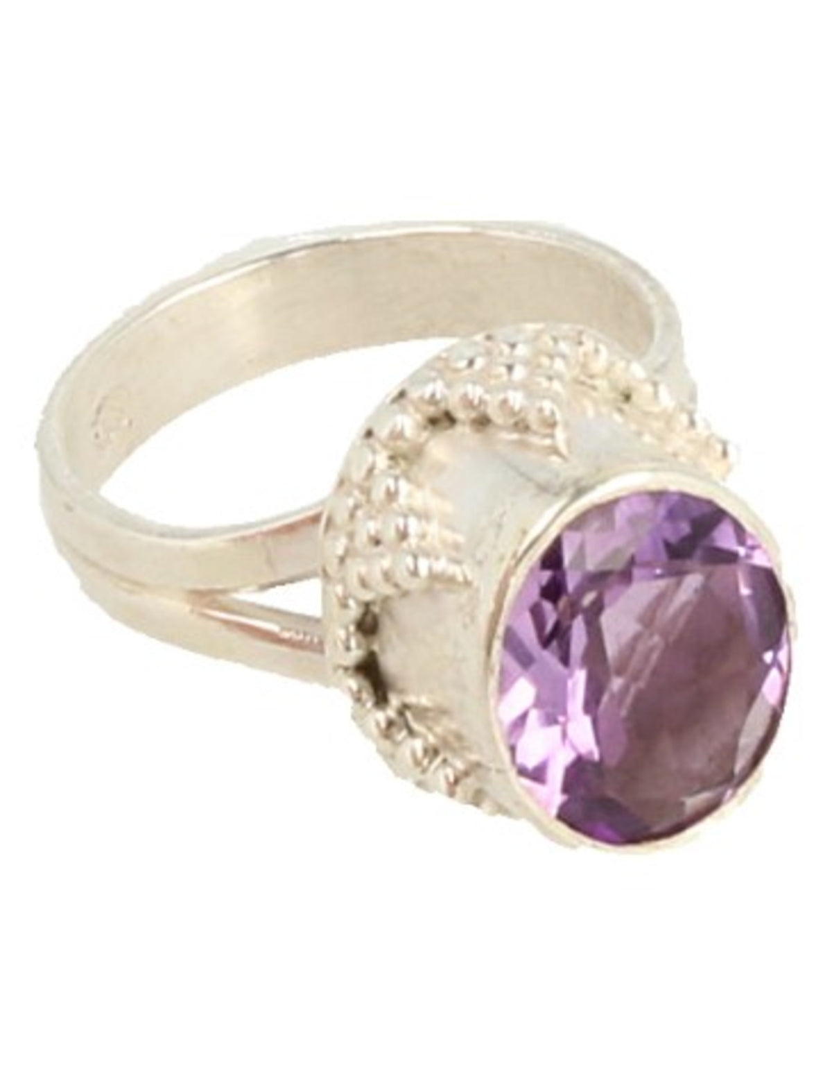 Ametist ring i 925 silver, oval fasettslipad, storlek 17