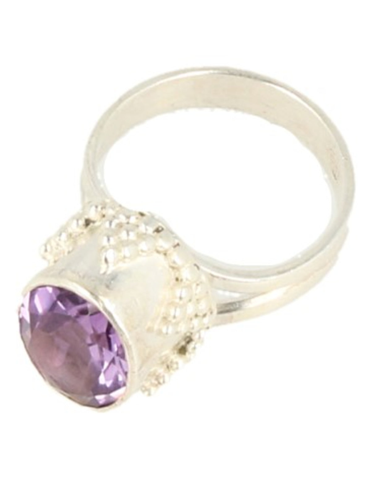 Ametist ring i 925 silver, oval fasettslipad, storlek 17