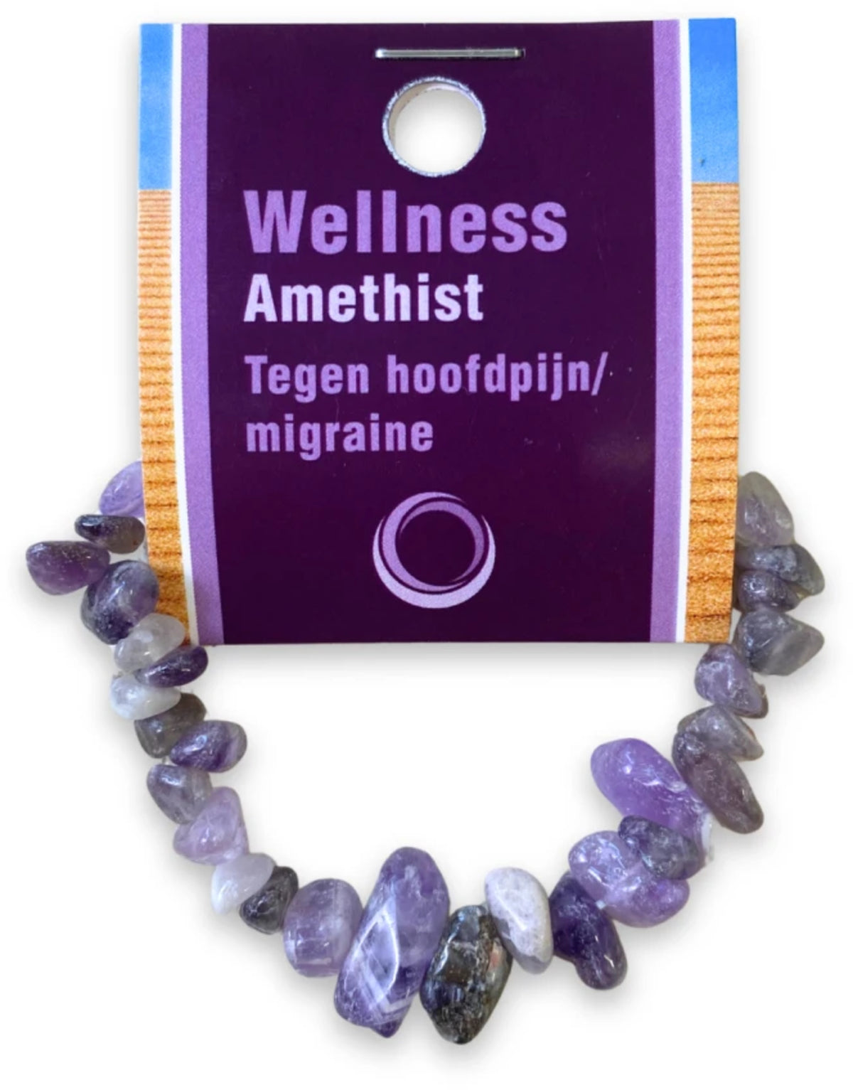 Ametist armband med splitstenar, 5 till 10 mm, På kort