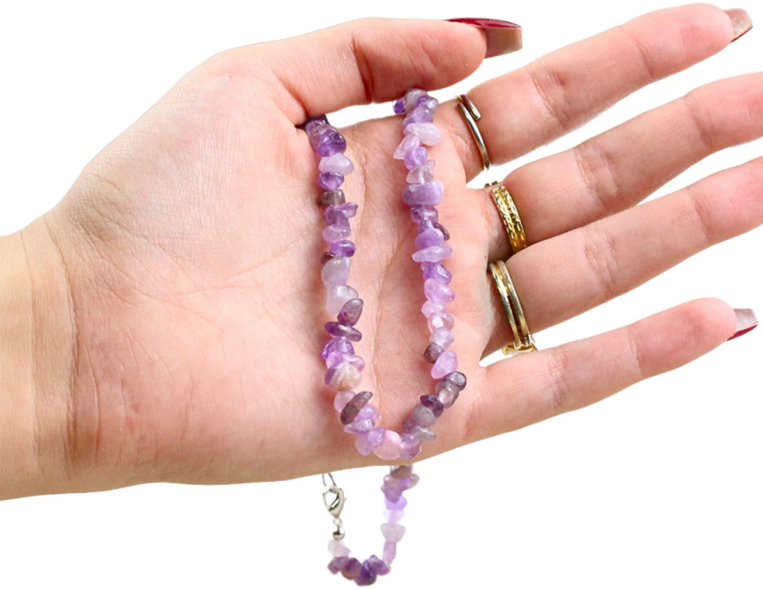 Ametist halsband med splitstenar, 5 till 10 mm