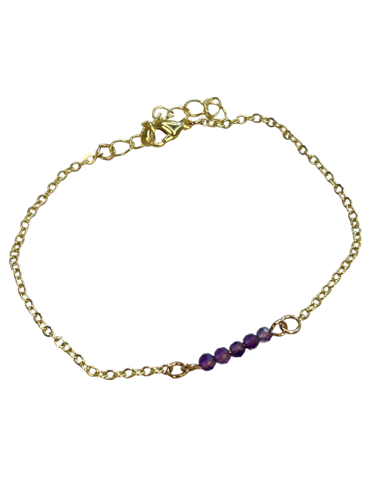 Ametist armband, spring style, fasettslipade pärlor 3 mm