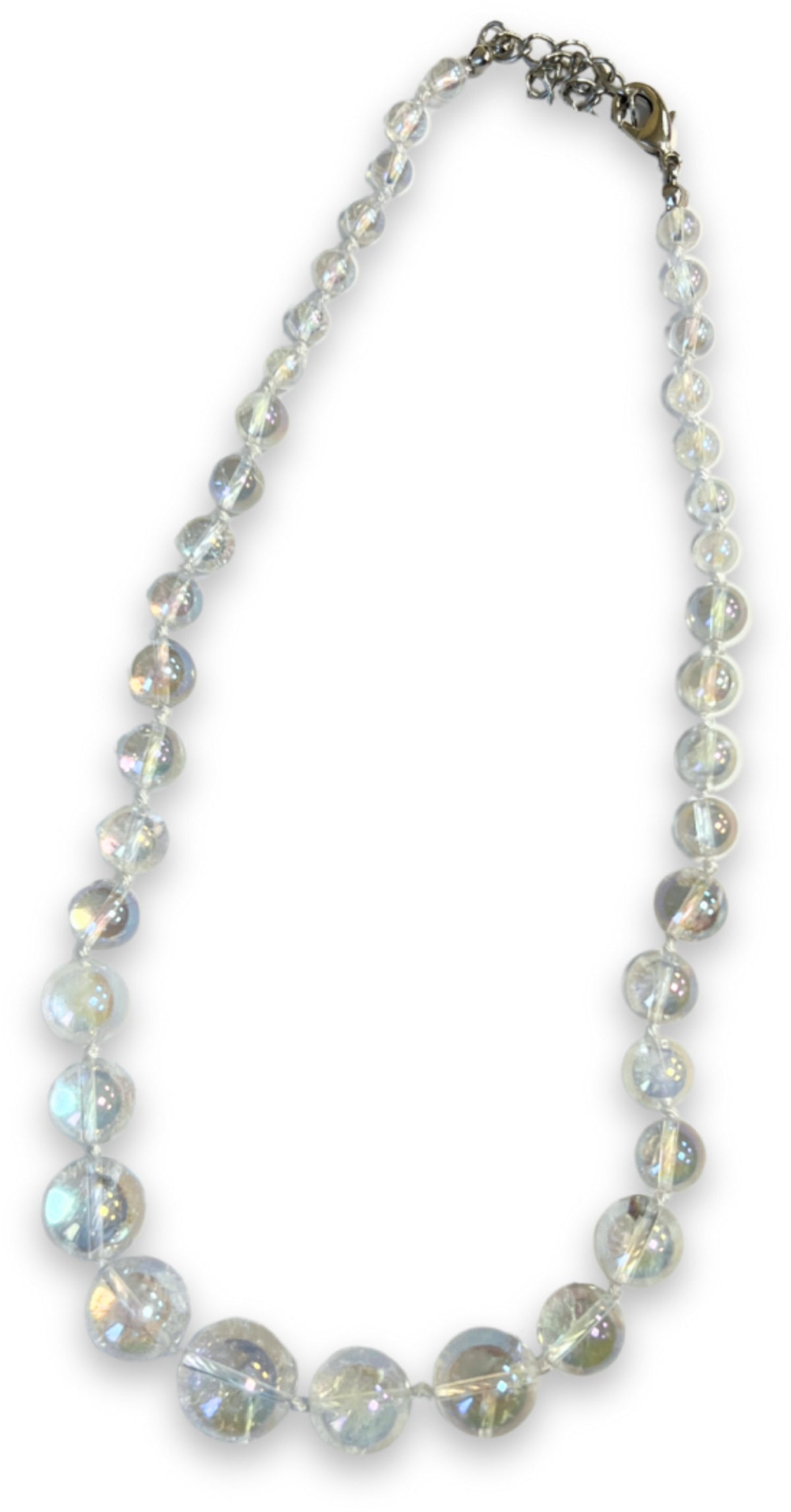 Angel aura halsband, belagd kvarts, olika pärlor, 45 cm
