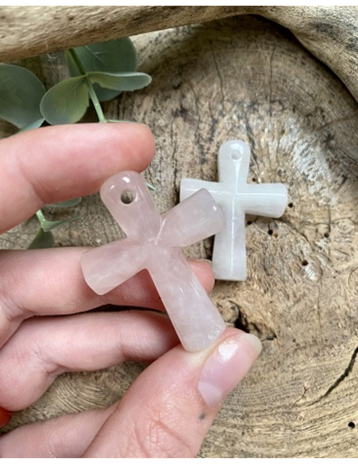 Rosenkvarts ankh, 4 cm, rosa