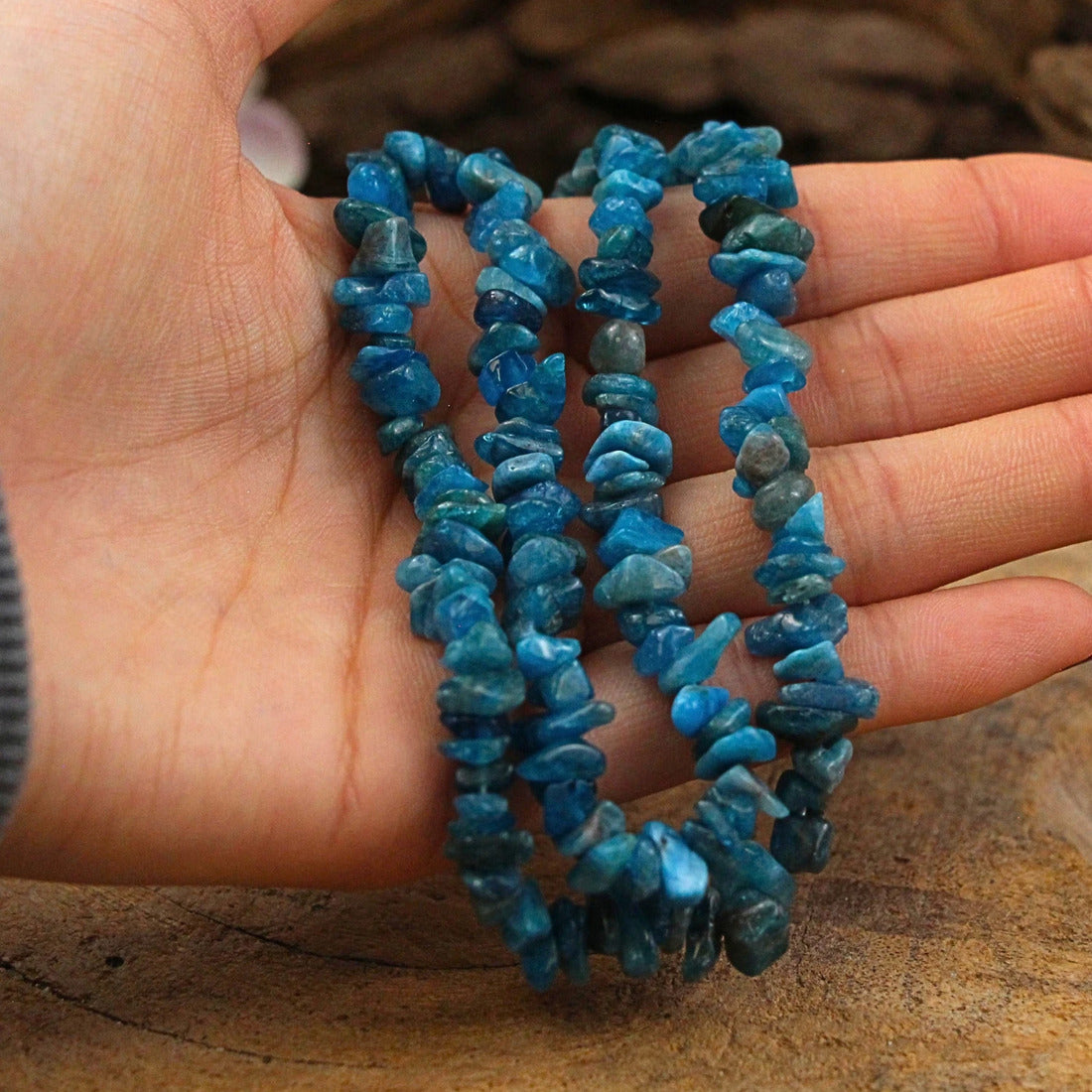 Apatit halsband med splitstenar, 45 cm