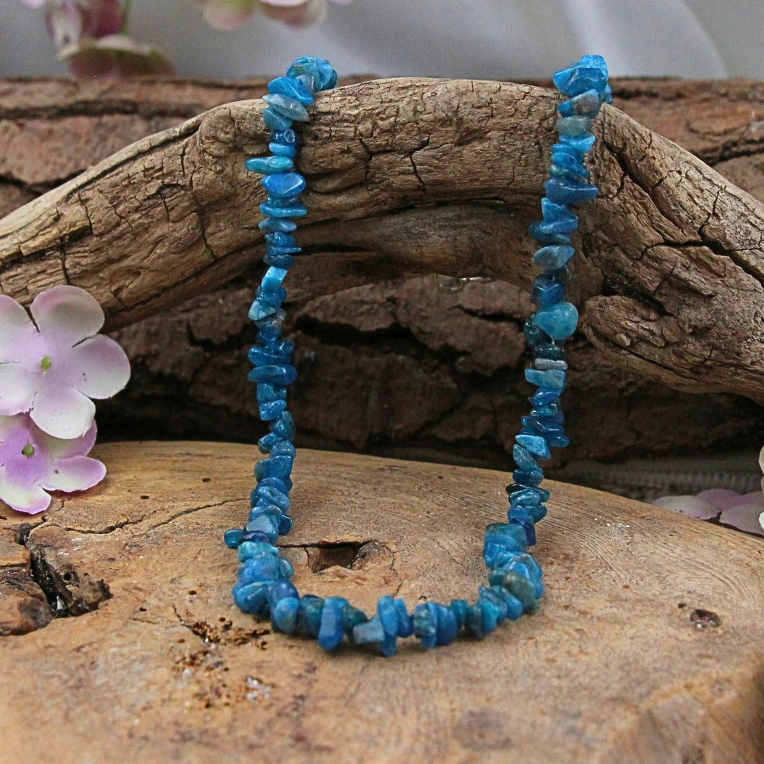 Apatit halsband med splitstenar, 45 cm