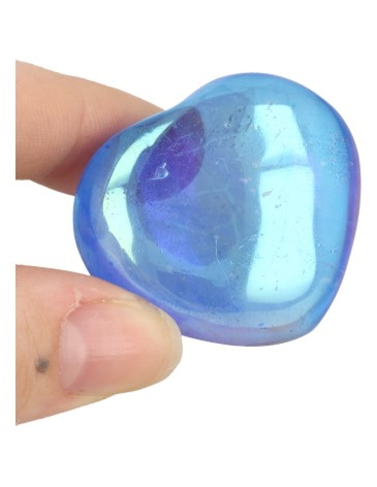 Aqua aura hjärta, mörkt, belagd kvarts, 4 cm, 32 g