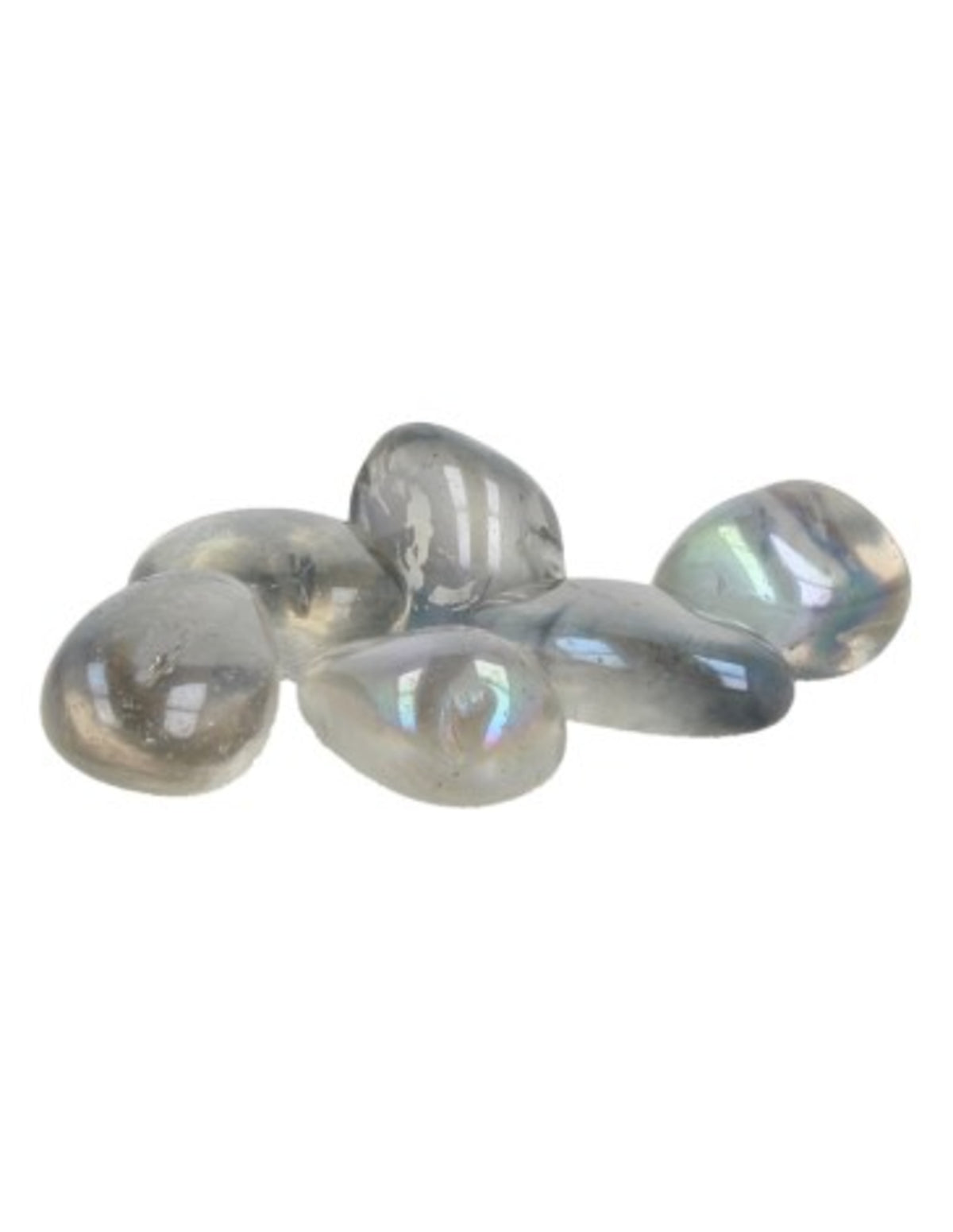Aqua aura kristaller i gridpåse (belagd kvarts), 6 st