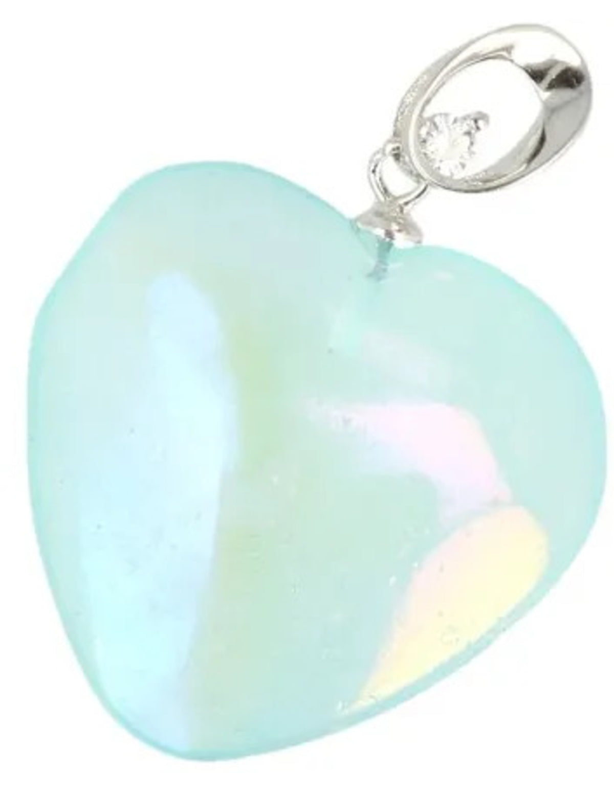 Aqua aura hjärthänge med zirkon, belagd, 2,5 cm