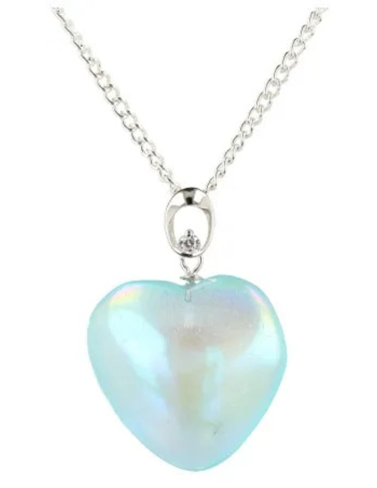 Aqua aura hjärthänge med zirkon, belagd, 2,5 cm