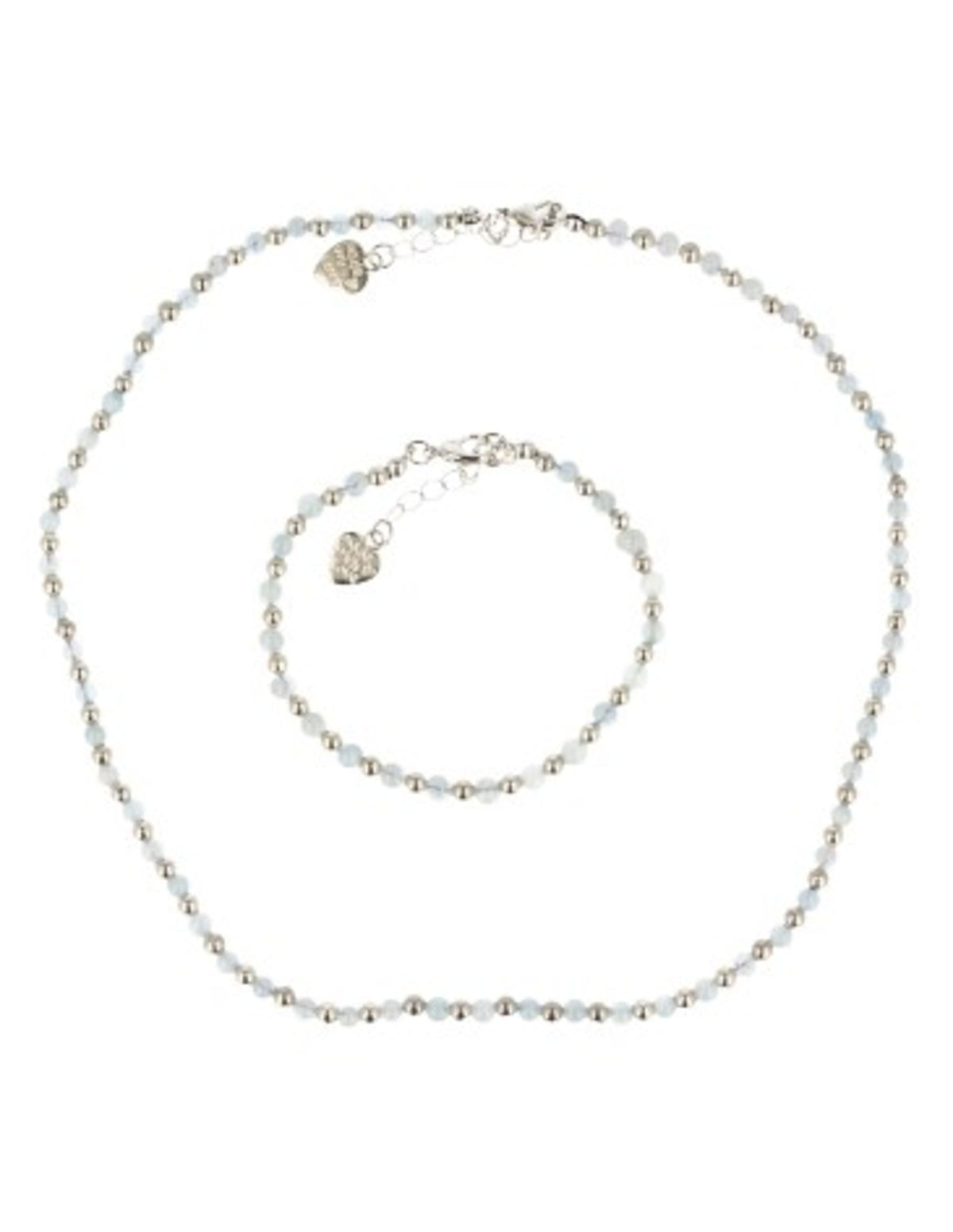 Akvamarin halsband Ibiza Love, 4 mm pärlor, 45 cm