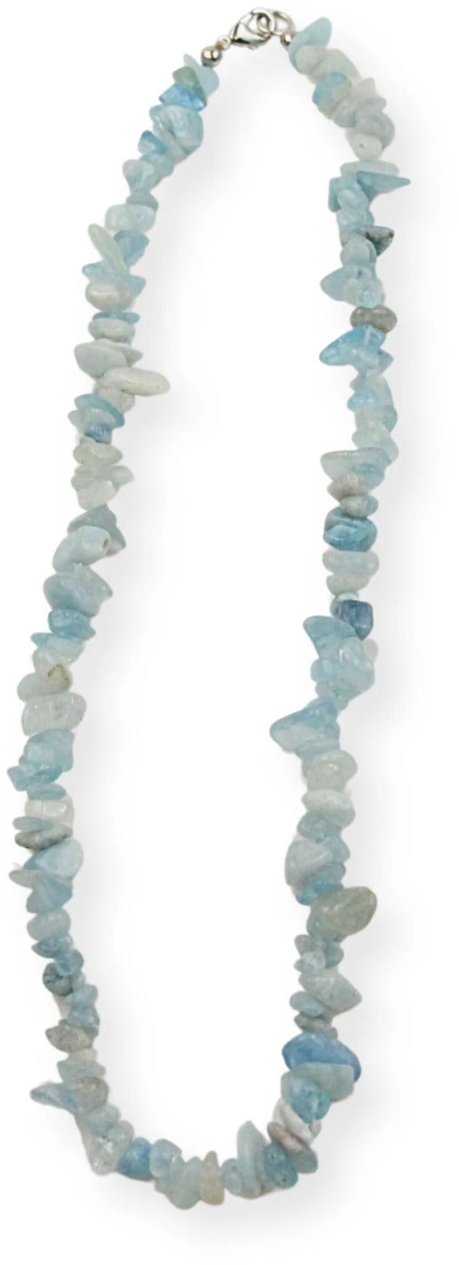 Akvamarin halsband med splitstenar, 5 till 10 mm